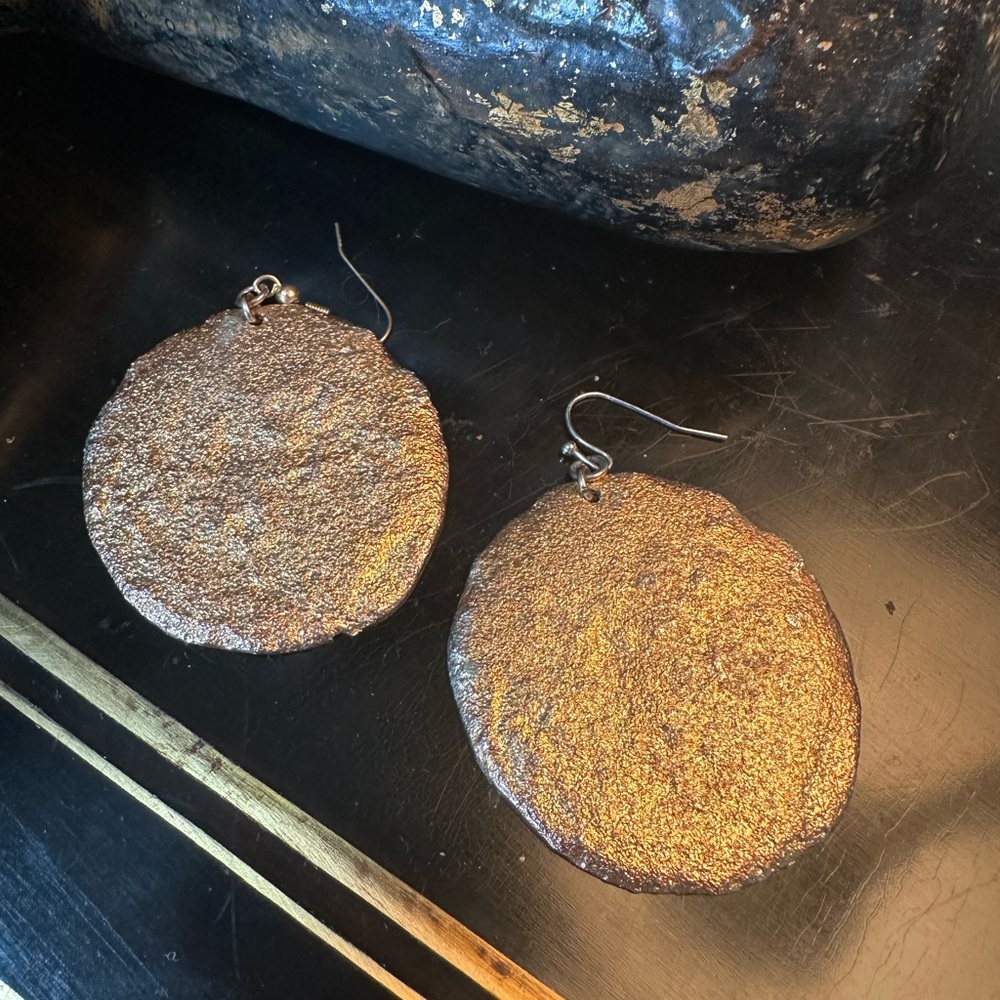 Gold Textured Dangle Earrings
